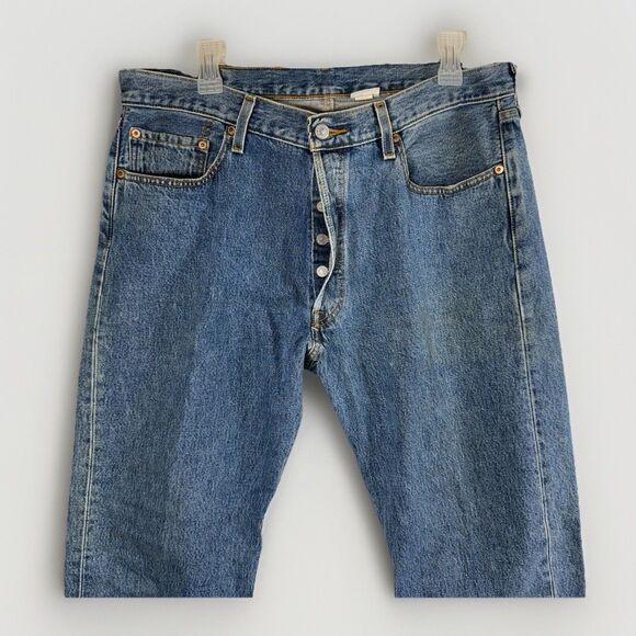 Levi's 501 Jeans Size 36 X 30 Straight Leg Medium Wash Button Fly Y2K 2000s - Picture 2 of 12